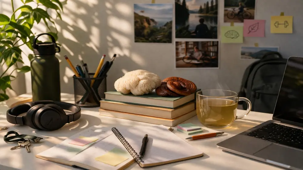 environnement d'&eacute;tude organis&eacute; avec agenda th&eacute; et soutien naturel pour la concentration