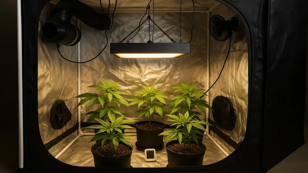 cannabis dans une tente de culture