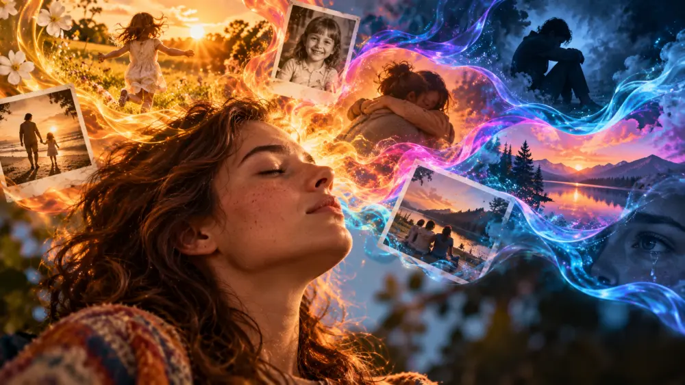 Souvenirs émotionnels apparaissant sous forme d'images colorées pendant une expérience psychédélique
