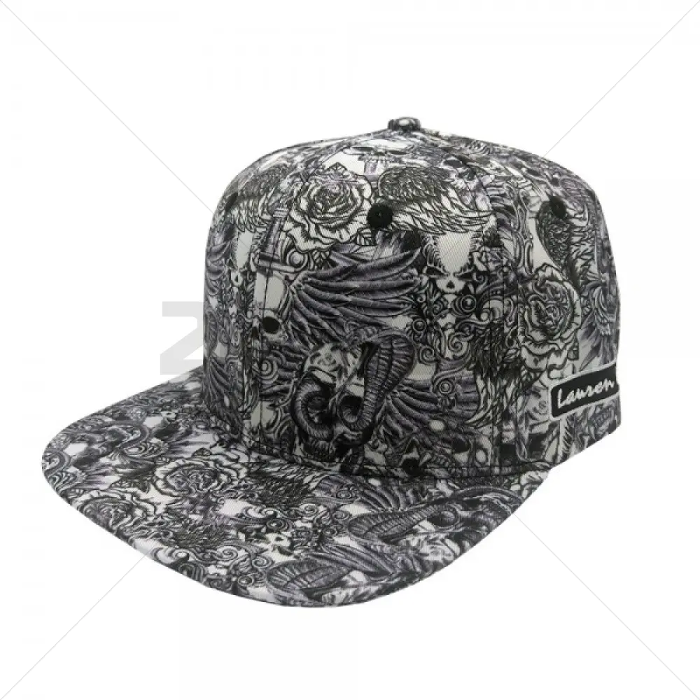 Lauren Rose - Inked & Badass Allover White Rose Snapback Had