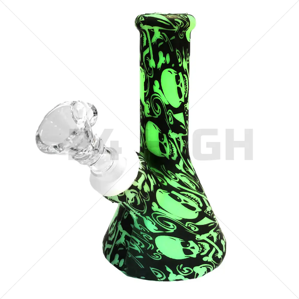 Bong en silicone Skulls Glow-In-The-Dark Black 