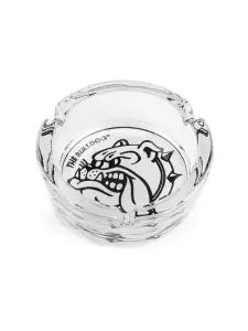 Le Bulldog Cendrier en verre noir et blanc