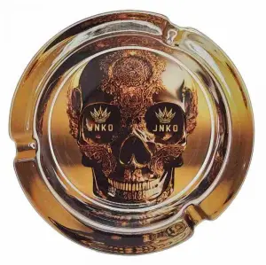 Cendrier rond en verre | Luxury Art Series | Golden Skull 2