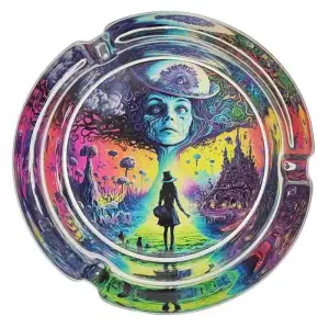Cendrier rond en verre | Psychedelic Series | Wonderland 2